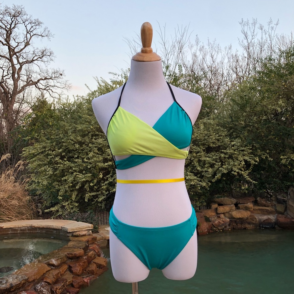 PINK Blue and Yellow Two Piece Bikini